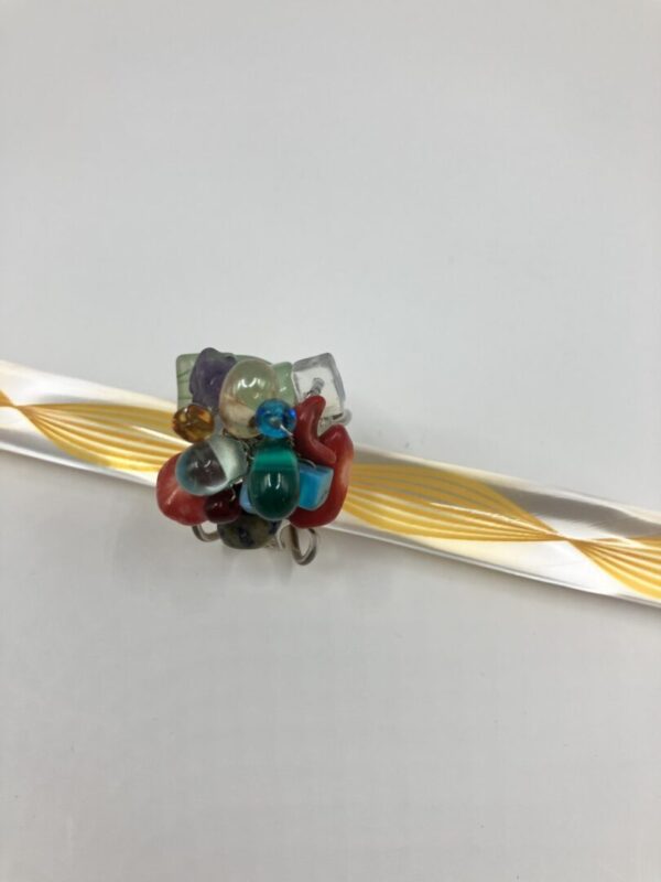 Vintage ring van gekleurde glaskralen - Afbeelding 2