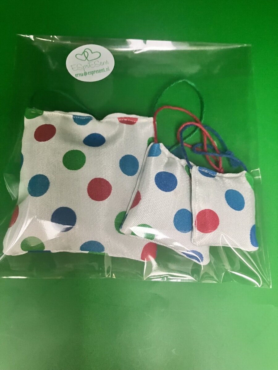 Set van drie witte lavendelzakjes met gekleurde stippen - Afbeelding 5