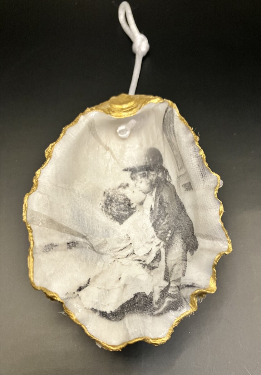 Oesterschelp hanger met nostalgische afbeelding - Afbeelding 2