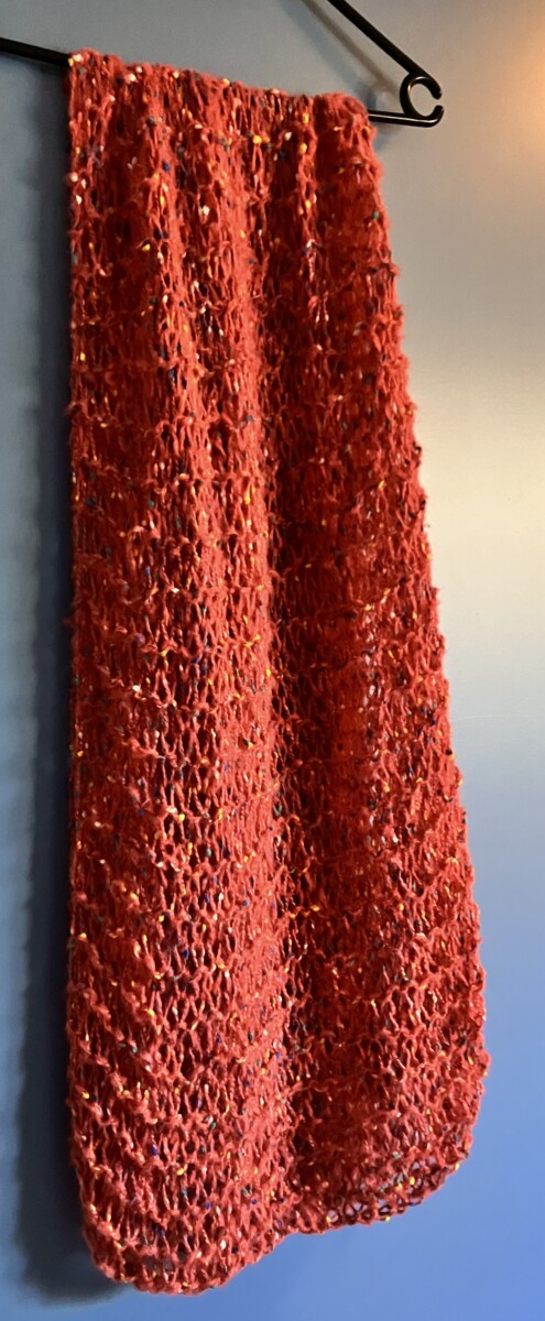 Gebreide sjaal/omslagdoek in oud roze met gekleurde accenten - Afbeelding 4