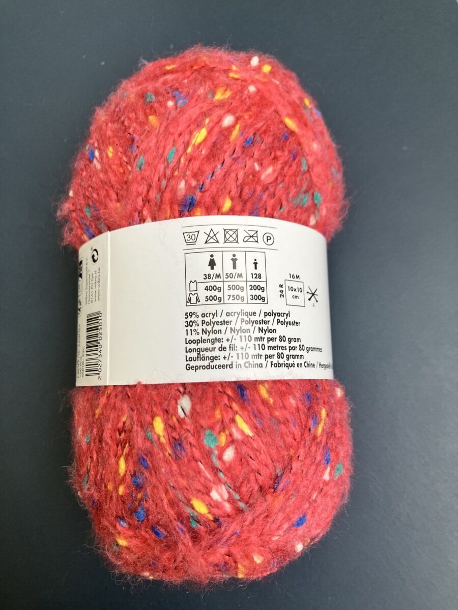 Gebreide sjaal/omslagdoek in oud roze met gekleurde accenten - Afbeelding 3