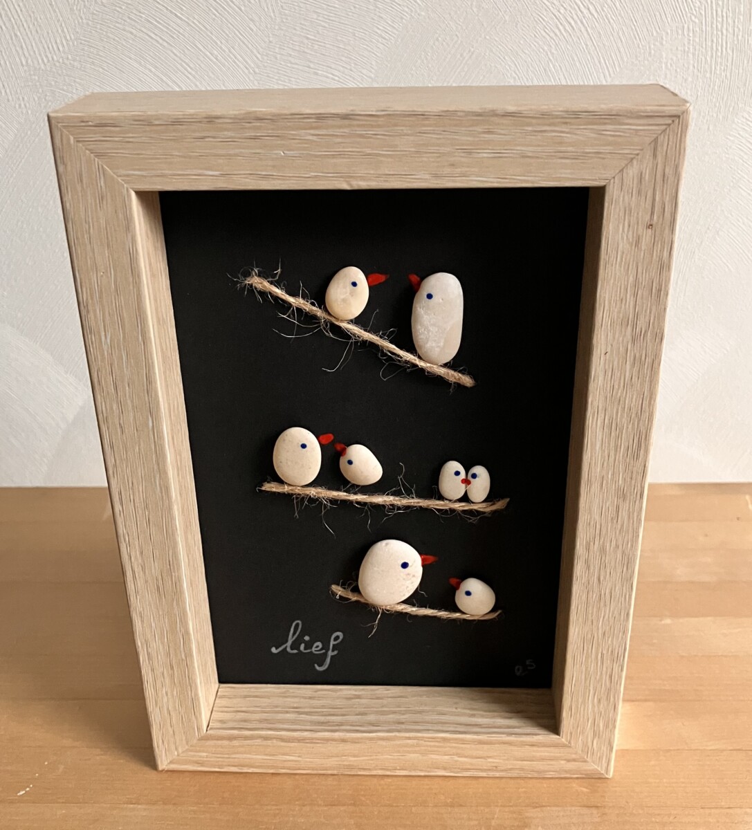 Stenen 'schilderij' vogeltjes - Afbeelding 2