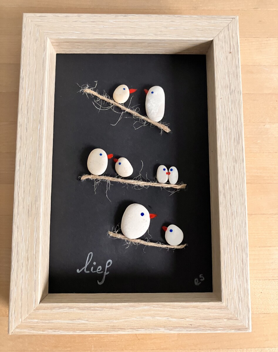 Stenen 'schilderij' vogeltjes - Afbeelding 3