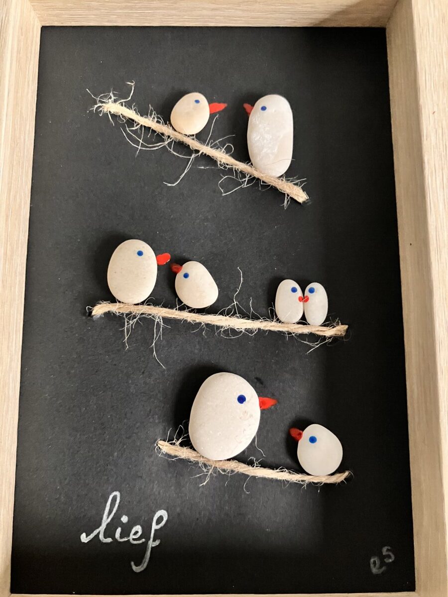 Stenen 'schilderij' vogeltjes - Afbeelding 4