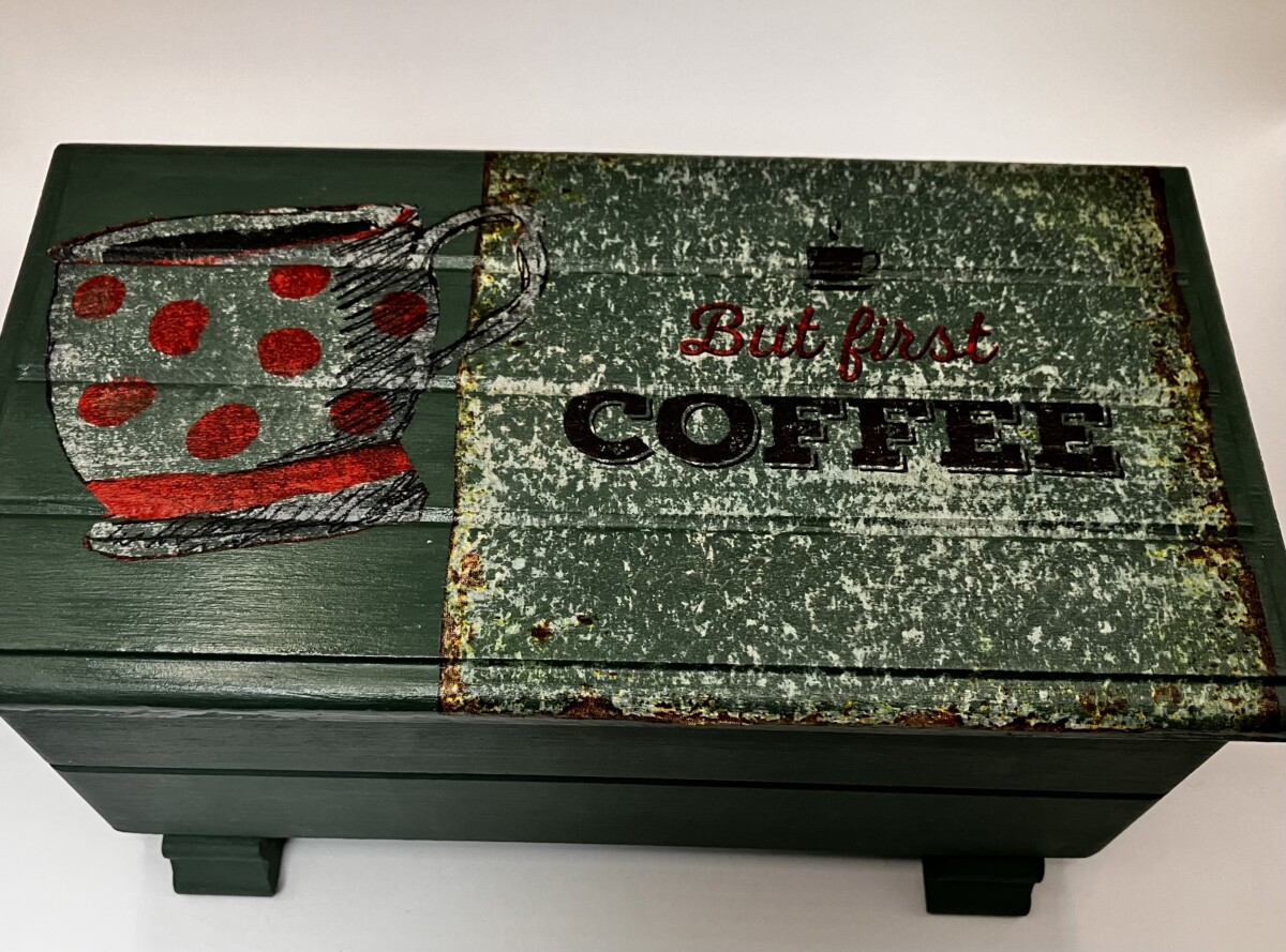 Uitgelichte afbeelding voor “Groen houten kistje 'coffee'”